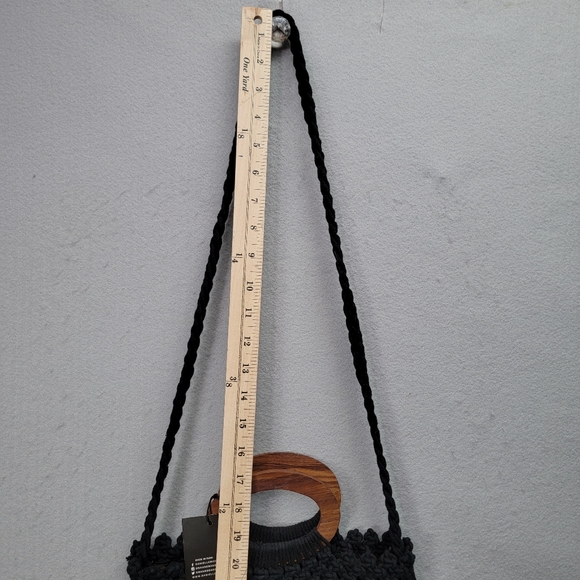 DANIELLE NICOLE BLACK MACRAMÉ FRINGE BAG, NWT - Picture 6 of 8